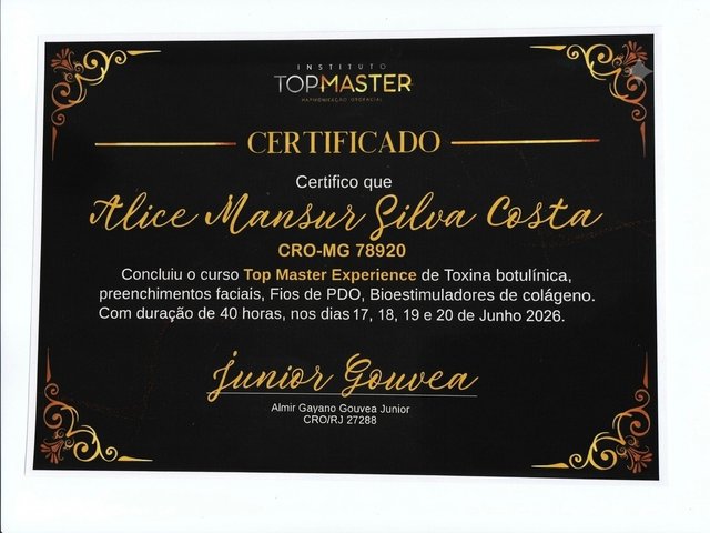 Certificado do curso Top Master Experience